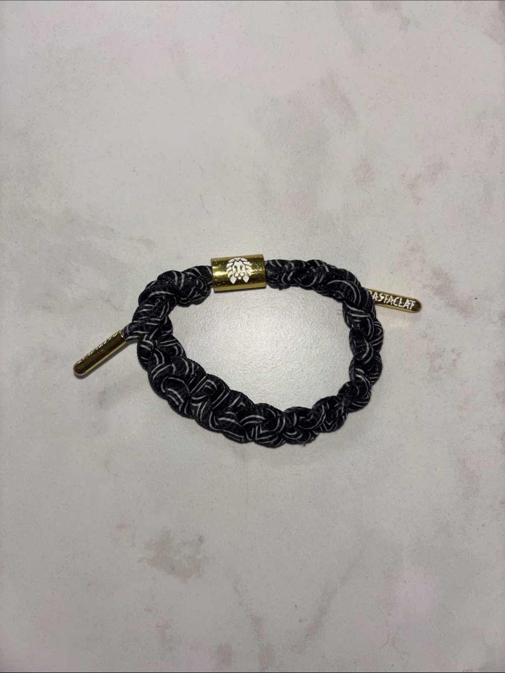 Black Braided Hair Tie with Gold Accents
